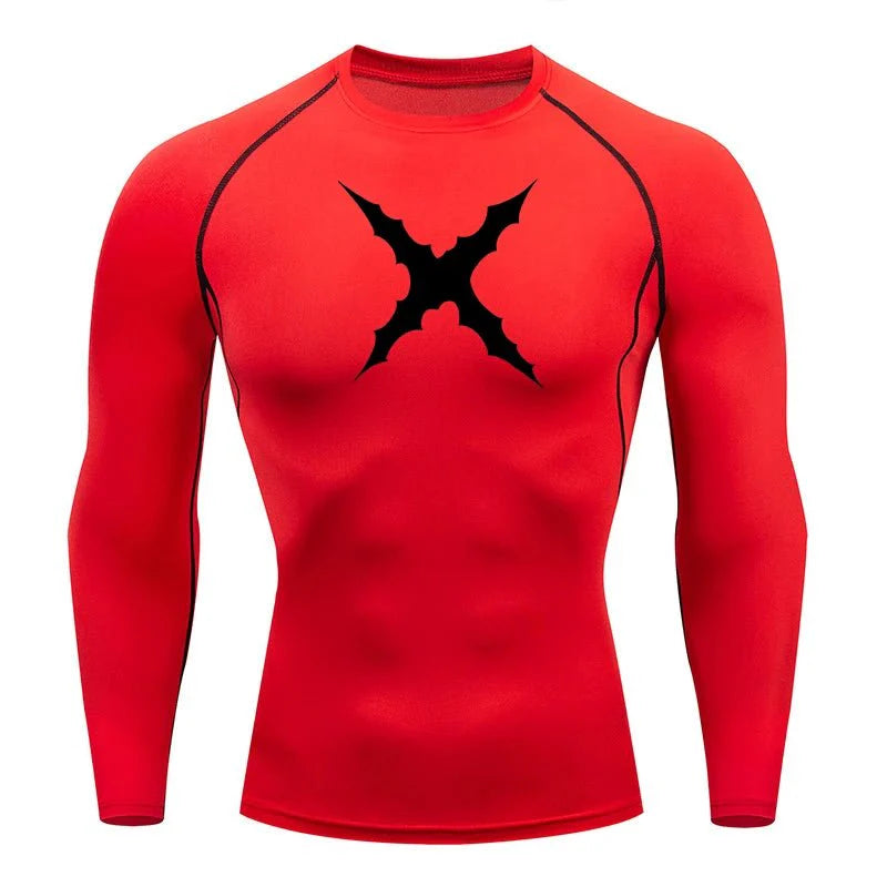 Men Scar Print Compression Shirt Quick Dry Athletic Baselayer