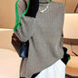 Plus Size High Neck Knit Sweater - Women's Elegant Long Sleeve Pullover for Fall Winter, Hand-Washable