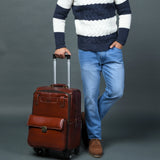 Premium Leather Carry-On Trolley Bag for Men