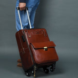 Premium Leather Carry-On Trolley Bag for Men