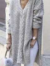 Women's Casual V-Neck Long Sleeve Knit Pullover Sweater
