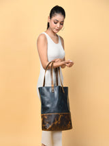 premium green leather tote for women