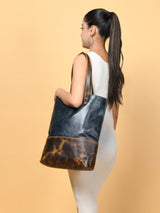 premium green leather tote for women