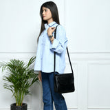 Diva Black Croco Sling Bag Elegant Leather