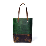 premium green leather tote for women