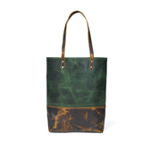 premium green leather tote for women