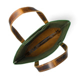 premium green leather tote for women