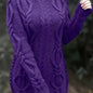 Women's Plus Size High-Neck Cable Knit Sweater - Long Sleeve Solid Pullover, Soft Warm Fall Winter Top