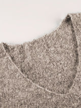 Plus Size V-Neck Heart-Pattern Pullover Sweater – Loose Oversized Knit for Fall/Winter