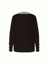 Plus Size Oversized Women's Sweater - Soft Knit Pullover with Button Front Placket, Long Sleeve Crew Neck for Fall/Winter