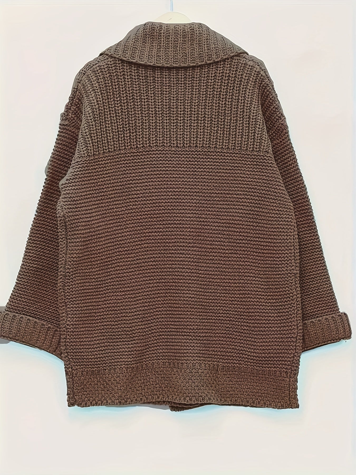 Plus Size Women's Knit Cardigan Coat – Elegant Lapel Poncho for Fall/Winter