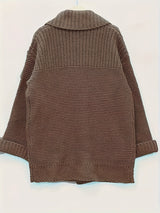 Plus Size Women's Knit Cardigan Coat – Elegant Lapel Poncho for Fall/Winter