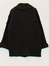 Plus Size Women's Knit Cardigan Coat – Elegant Lapel Poncho for Fall/Winter