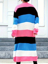 Women's Multicolor Striped Long Knit Cardigan Sweater