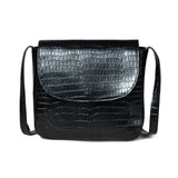 Diva Black Croco Sling Bag Elegant Leather