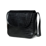 Diva Black Croco Sling Bag Elegant Leather