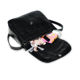 Diva Black Croco Sling Bag Elegant Leather