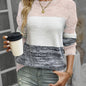 Plus-Size Drop Shoulder Striped Pullover Sweater - Stretchy Oversized Knit Long Sleeve Crew Neck for Fall Winter