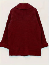 Plus Size Women's Knit Cardigan Coat – Elegant Lapel Poncho for Fall/Winter