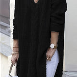 Women's Casual V-Neck Long Sleeve Knit Pullover Sweater