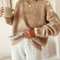 Plus Size Women's Elegant Button-Front Sweater, Soft Long Sleeve High Neck Knit Pullover for Office & Everyday
