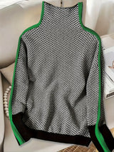 Plus Size High Neck Knit Sweater - Women's Elegant Long Sleeve Pullover for Fall Winter, Hand-Washable