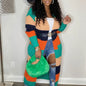 Women's Multicolor Striped Long Knit Cardigan Sweater