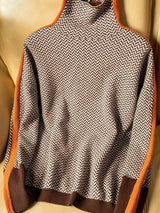 Plus Size High Neck Knit Sweater - Women's Elegant Long Sleeve Pullover for Fall Winter, Hand-Washable