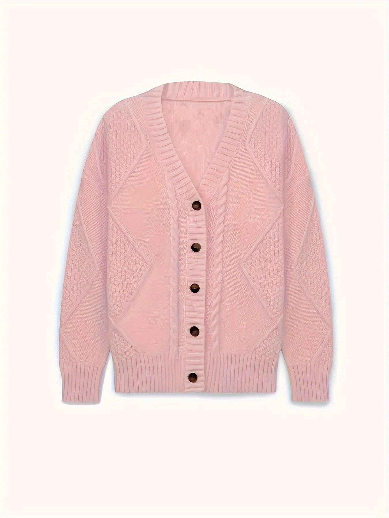 Plus Size Twist-Front Button Cardigan Sweater – V-Neck Long Sleeve Casual Knit