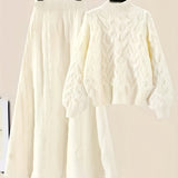 Plus Size Knit Pullover Sweater and Skirt Set, Round Neck