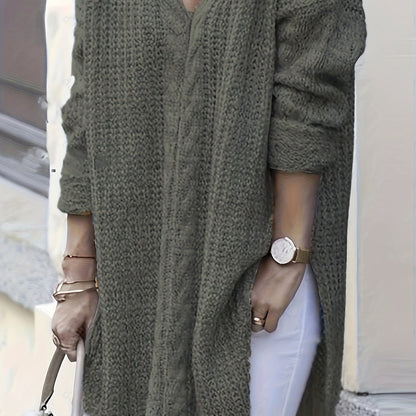 Women's Casual V-Neck Long Sleeve Knit Pullover Sweater