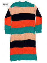 Women's Multicolor Striped Long Knit Cardigan Sweater