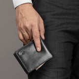 Black Sleek-Fit Wallet Premium Leather Minimalist Bifold Slim