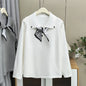 Plus Size Women's Knitted Sweater Jumper XXXL Lace-Up Lapel with Silk-Scarf Detail Autumn Casual