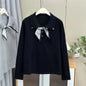 Plus Size Women's Knitted Sweater Jumper XXXL Lace-Up Lapel with Silk-Scarf Detail Autumn Casual