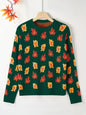 Plus Size Women's Round Neck Pullover Sweater – Falling Leaves Floral Knit, 1XL–4XL (Autumn/Winter)