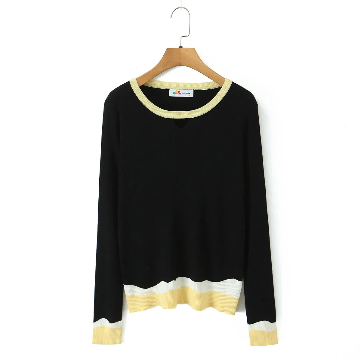 Plus Size (XXXL) Women's Gradient Knit Wool-Blend Sweater – Slim Minimalist Long-Sleeve Pullover for Autumn/Winter