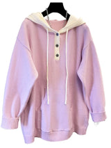 Plus Size Knitted Hooded Sweater Pullover for Women - Loose Long Sleeve Autumn/Winter