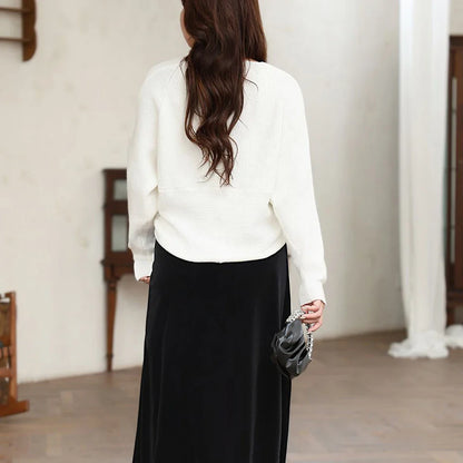 Plus Size XXXL Women's Soft Knit V-Neck Sweater - Fairy Cross Design Autumn/Winter Pullover