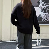 Plus Size Women's V-Neck Knit Sweater - Loose Long Sleeve Warm Autumn Winter Jumper