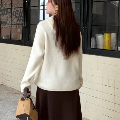 Plus Size Women's Hooded V-Neck 3D Knitted Sweater - Oversized Warm Pullover for Autumn Winter
