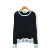 Plus Size (XXXL) Women's Gradient Knit Wool-Blend Sweater – Slim Minimalist Long-Sleeve Pullover for Autumn/Winter