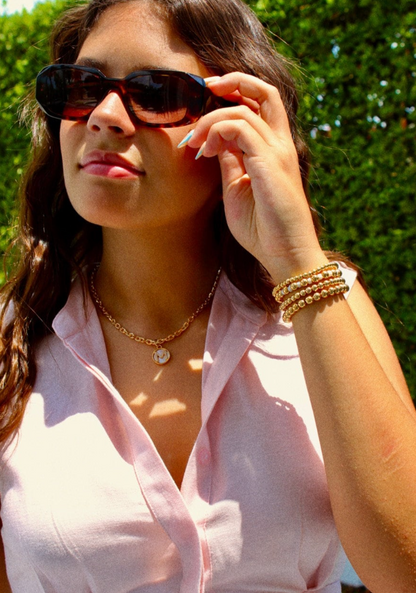 Gold Mother of Pearl Initial Letter Necklace