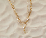 Mother of Pearl Initial Necklace Lightweight