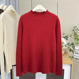 Plus Size Mock Neck Knit Sweater - Slim Fit Casual Pullover for Women, Autumn/Winter
