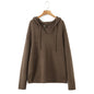 Plus Size Women's Hooded V-Neck 3D Knitted Sweater - Oversized Warm Pullover for Autumn Winter