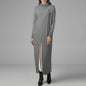 Women's Turtleneck Calf-Length Sweater Dress - Split Hem Patchwork Knit, Long Sleeve Casual Pullover, Plus Size to 5XL
