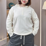 Plus Size Hooded Knit Pullover Sweater – Embossed Crochet Loose Fit for Spring & Autumn