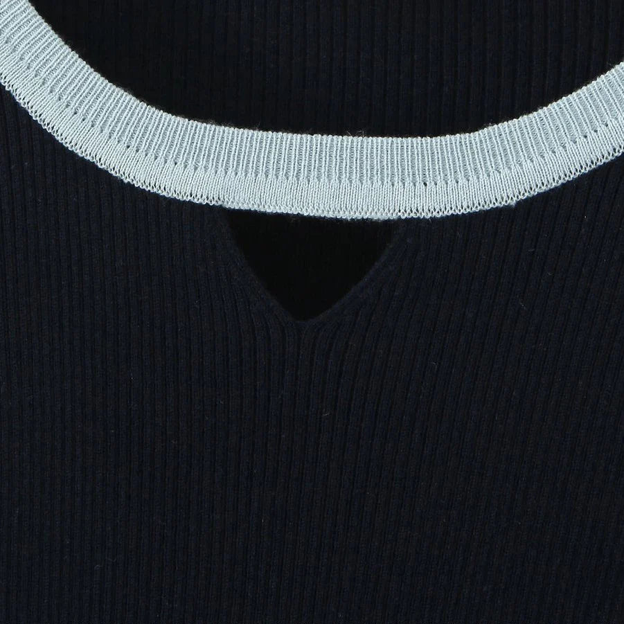 Plus Size (XXXL) Women's Gradient Knit Wool-Blend Sweater – Slim Minimalist Long-Sleeve Pullover for Autumn/Winter