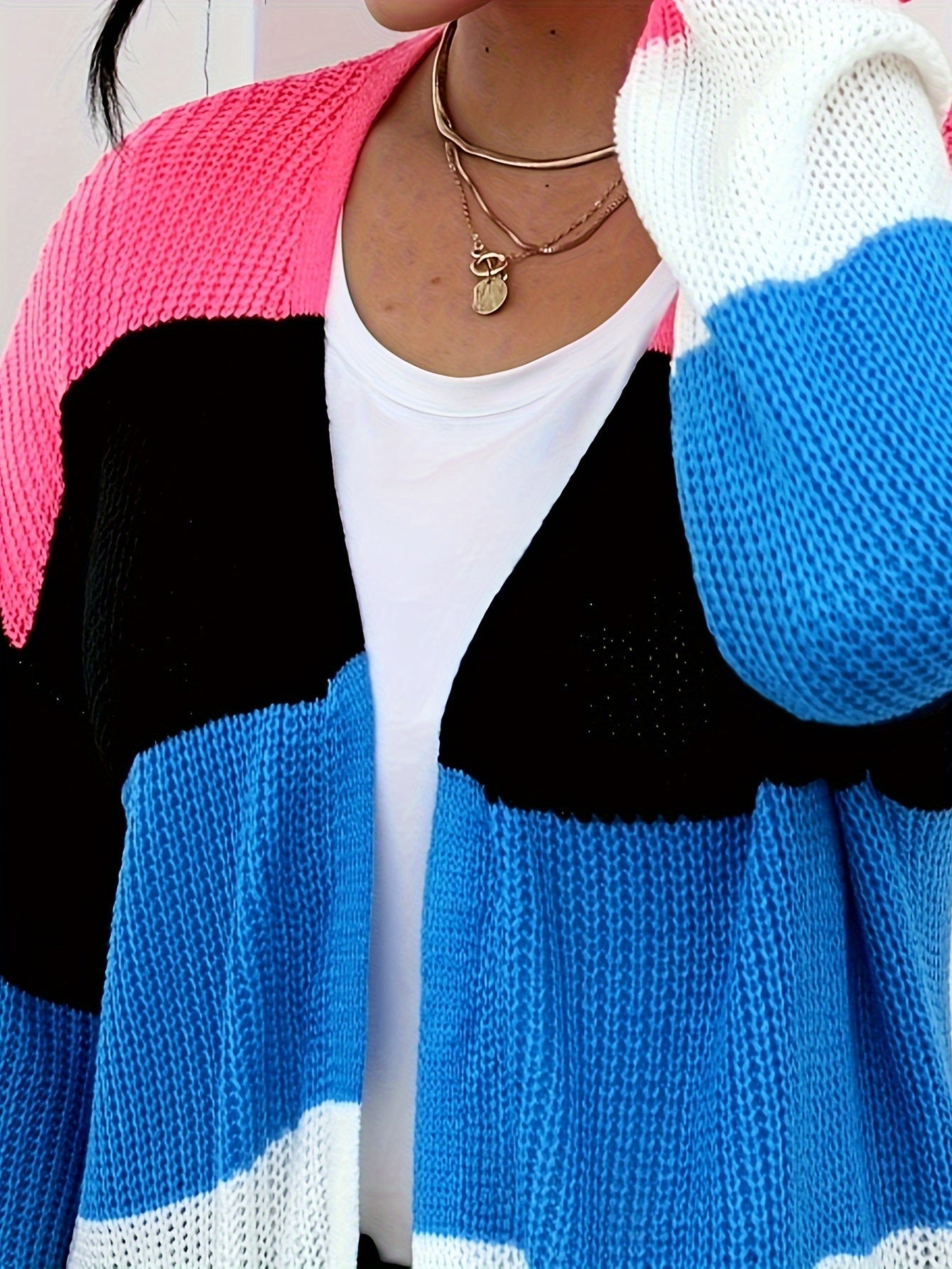 Women's Multicolor Striped Long Knit Cardigan Sweater